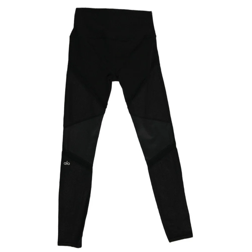 Alo Yoga Moto Leggings Women's Size Small Black Mesh High Fitness Activewear